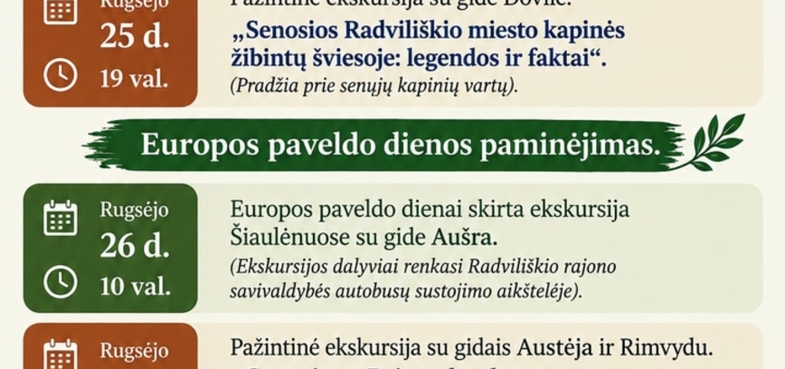 RENGINIAI, SKIRTI EUROPOS PAVELDO IR TURIZMO DIENAI PAMINĖTI