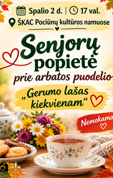 SENJORŲ POPIERĖ PRIE ARBATOS PUODELIO „GERUMO LAŠAS KIEKVIENAM“