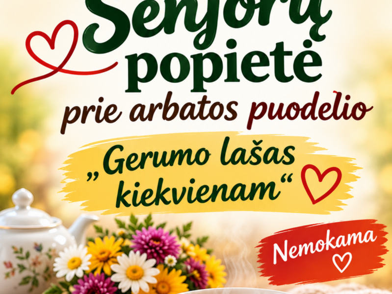 SENJORŲ POPIERĖ PRIE ARBATOS PUODELIO „GERUMO LAŠAS KIEKVIENAM“