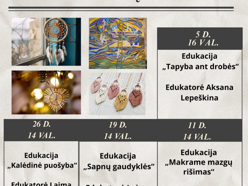 KŪRYBINĖS DIRBTUVĖS